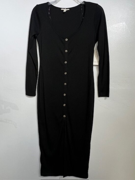 LILY STAR Dresses & Skirts - LILY STAR FAUX BUTTON-DOWN PULL-ON LONG SHIRT DRESS BLACK SIZE LARGE LONG SLEEVE